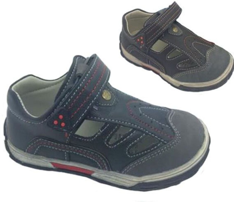 Kids Grosby Casual | Boys Shoes Grosby Lewis Covered Toe Navy Or Brown Size 7-12 New Cut Out