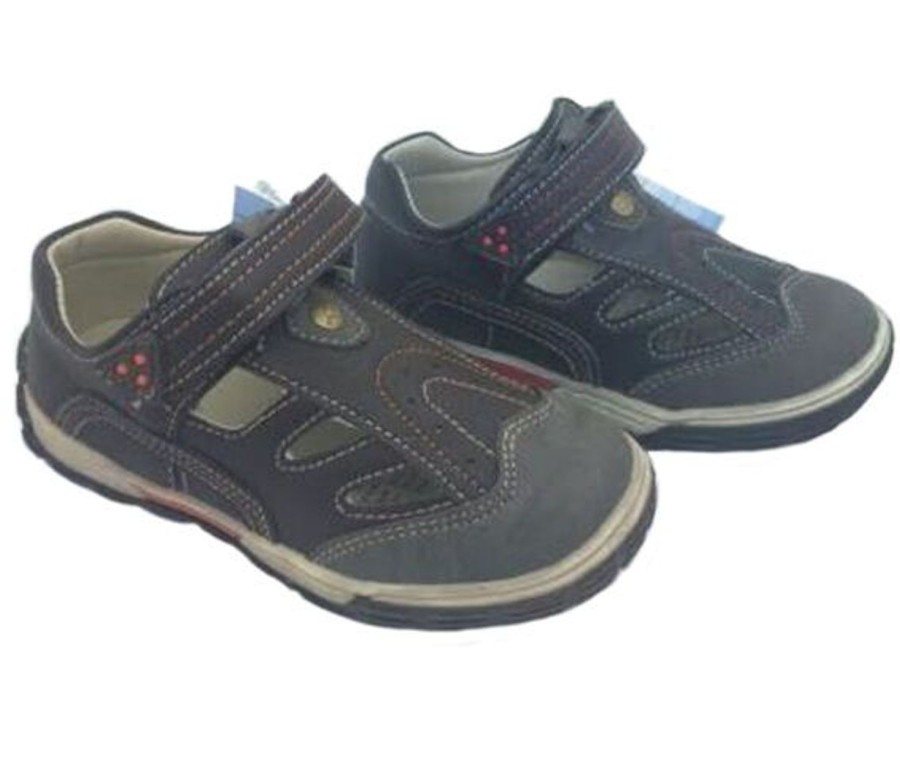 Kids Grosby Casual | Boys Shoes Grosby Lewis Covered Toe Navy Or Brown Size 7-12 New Cut Out