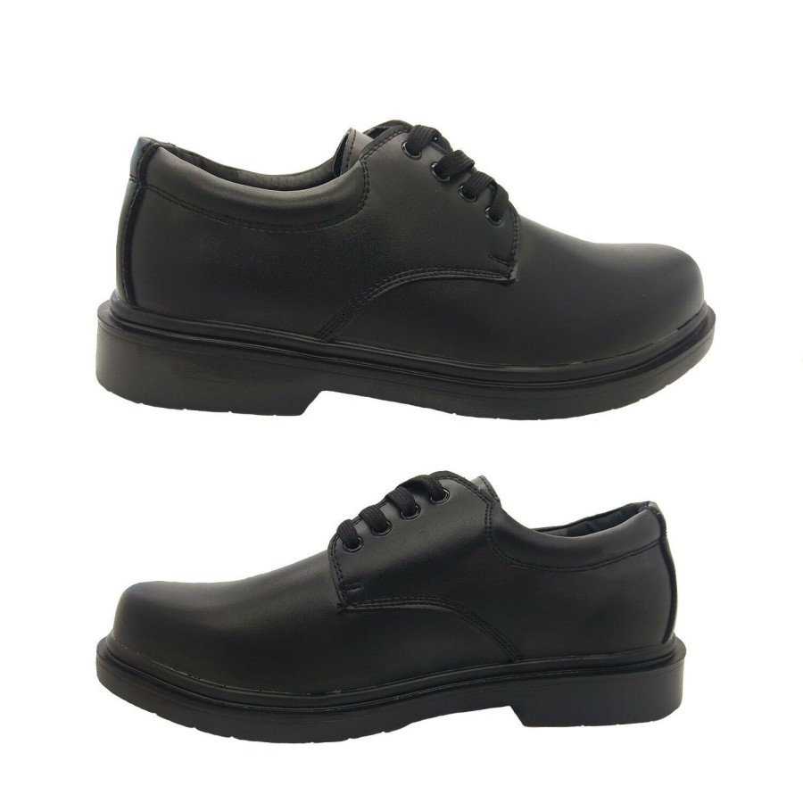 Men Grosby | Mens Shoes Grosby Hamburg Mens/Youth Leather Work School Shoe Black