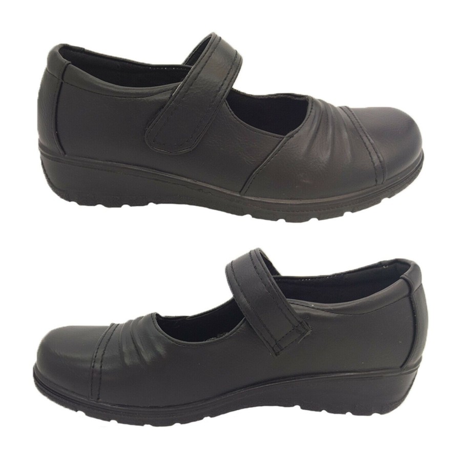 Women Lorella | Ladies Shoes Lorella Kerry 2 Mary Jane Adhesive Tab Work Shoes Size 5-11 Black