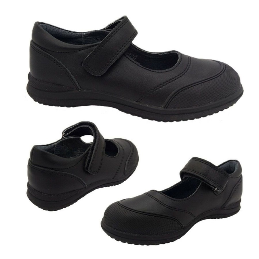 Kids Grosby Casual | Girls Shoes Grosby Wattle Leather Mary Jane School Shoe New Sizes 10-3 Black