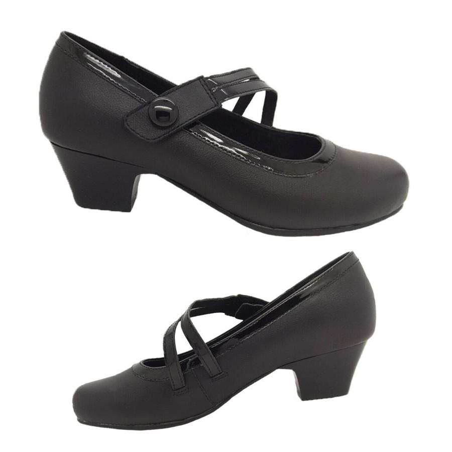 Women Jemma | Ladies Shoes Jemma Saige Leather Court Mary Jane Work Shoe Heel