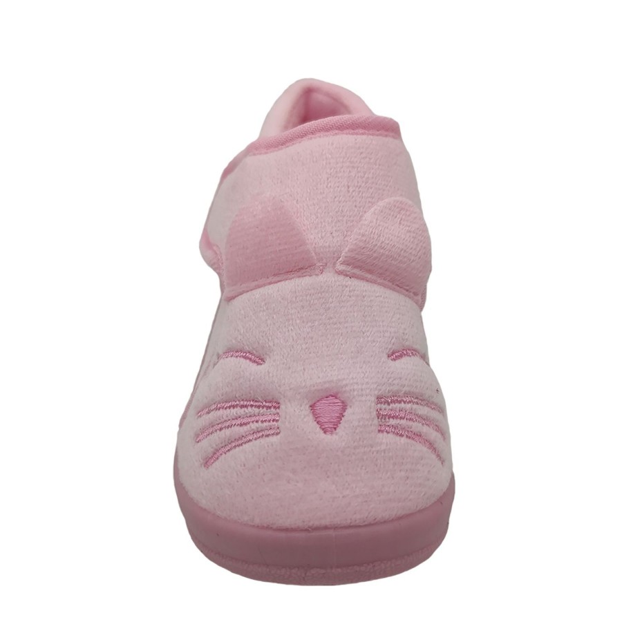 Kids Grosby Slippers | Grosby Flopsy Little Girls Slippers Bootie Dual Opening Cute Face Soft Cosy Pink