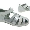 Kids SureFit Sandals | Surefit Hannah Girls Shoes Leather Sandals Tab Adjust Covered Toe White