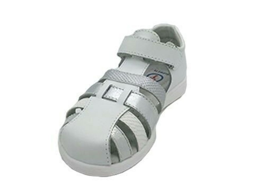 Kids SureFit Sandals | Surefit Hannah Girls Shoes Leather Sandals Tab Adjust Covered Toe White