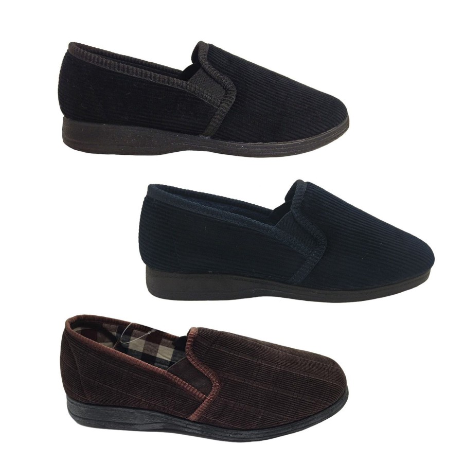 Men Grosby | Grosby Blake Mens Slippers Slip On Elastic Gusset Slipper Memory Foam Insole