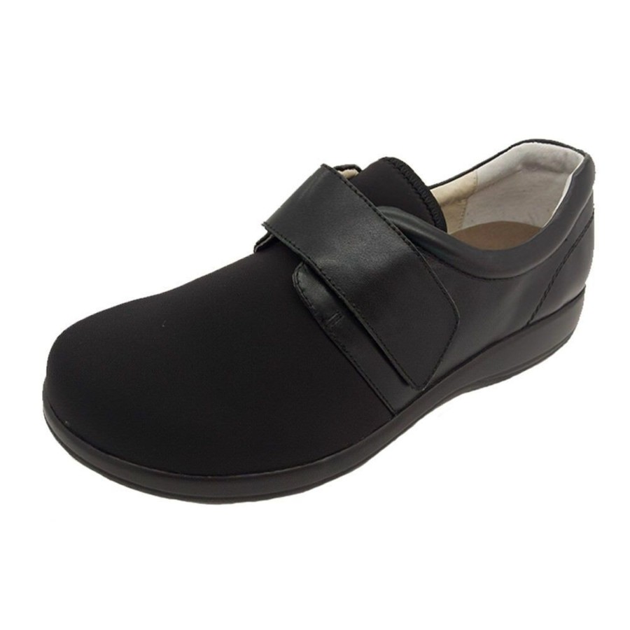 Women Borelli | Ladies Shoes Borelli Agnes Hook And Loop Stretch Front Orthotic Size 6-11 Black