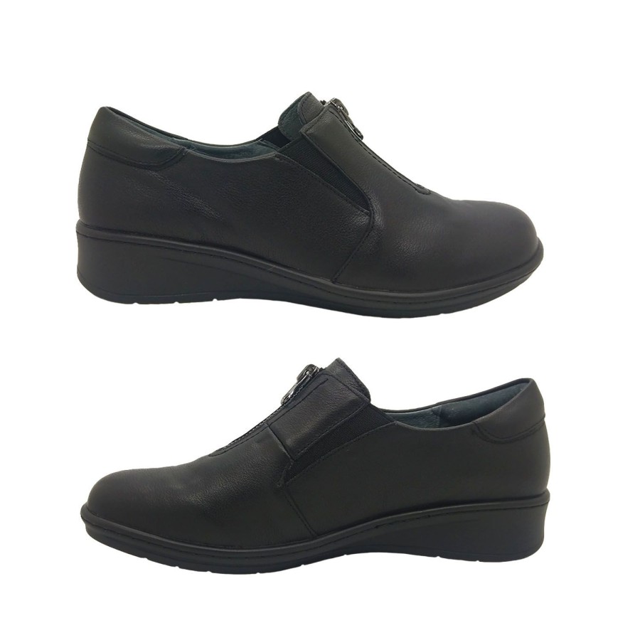 Women Borelli | Borelli Danna Ladies Leather Casual Shoe Orthotic Friendly Comfort Zip Top