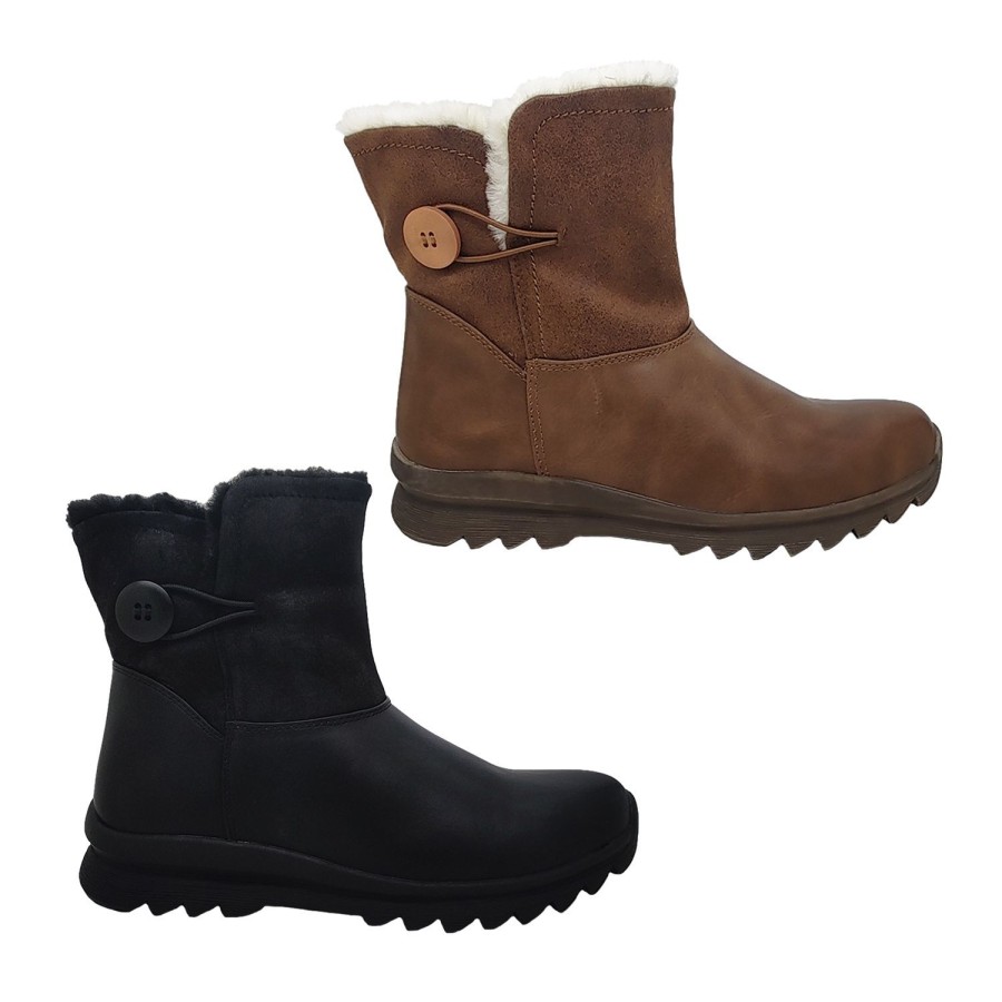 Women Bay Lane | Bay Lane Scorpio Womens Ankle Boots Warm Faux Fur Lining Zip Side Flat Sole