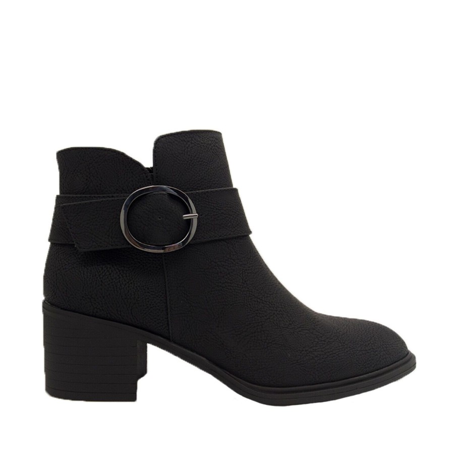 Women Bellissimo | Bellissimo Monica Ladies Boots Ankle Zip Up Work Dress Boot Waxy Upper Black