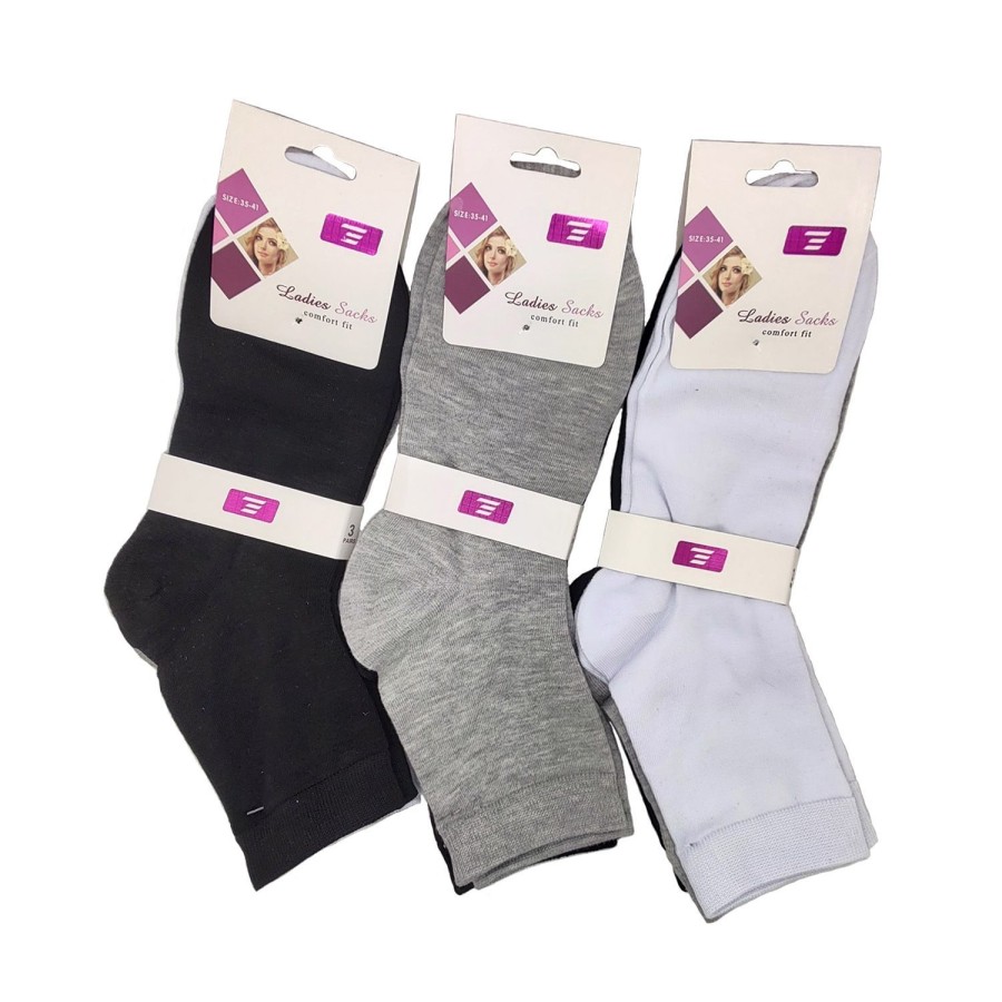 Accessories Unbranded | Ladies Socks Unbranded Short Soft Comfort Fit Elastic Top Finer Knit 9 Pair Pack