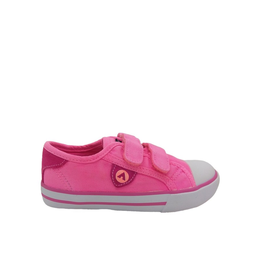 Kids Airwalk Runners | Airwalk Deck Jnr Girls Skate Shoes Casual Canvas Upper Adjustable Flat Sole Neon Pink