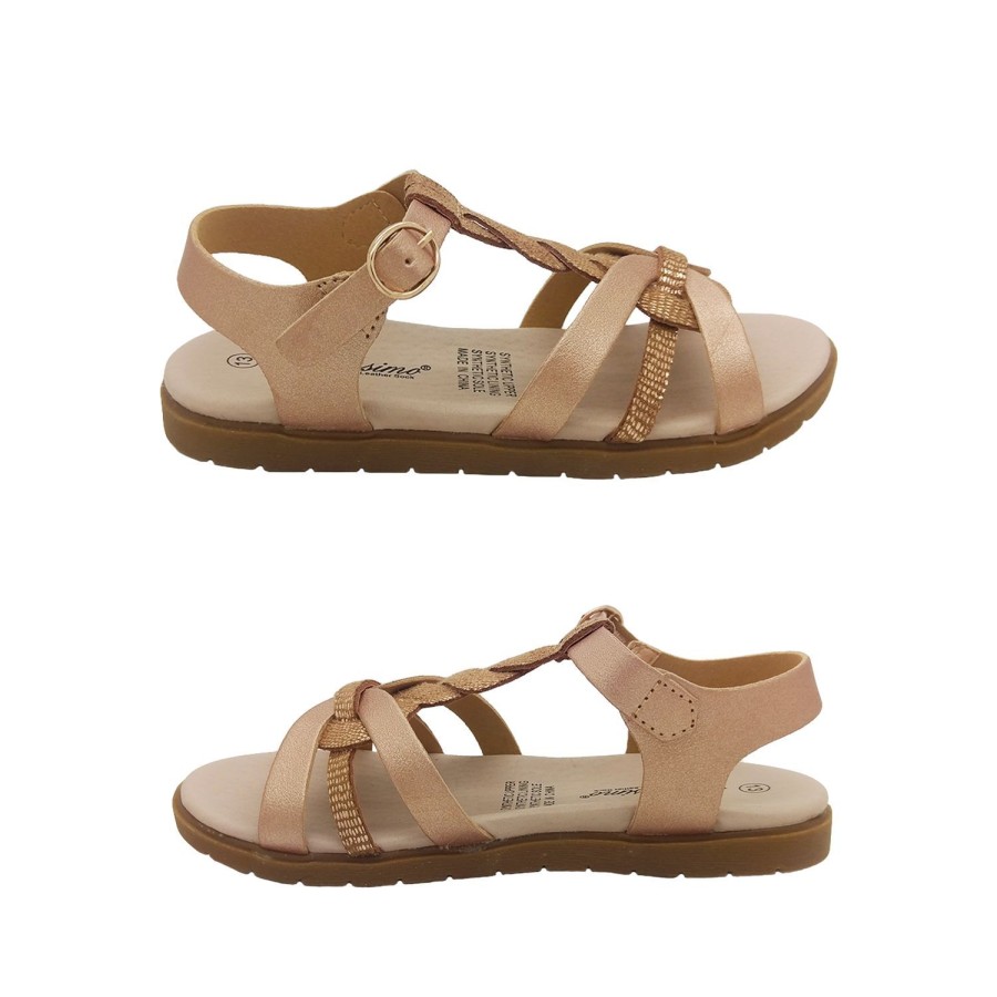 Kids Bellissimo Sandals | Bellissimo Zoey Girls Shoes Sandals Flat Sole Ankle Buckle Soft Straps Lightweight