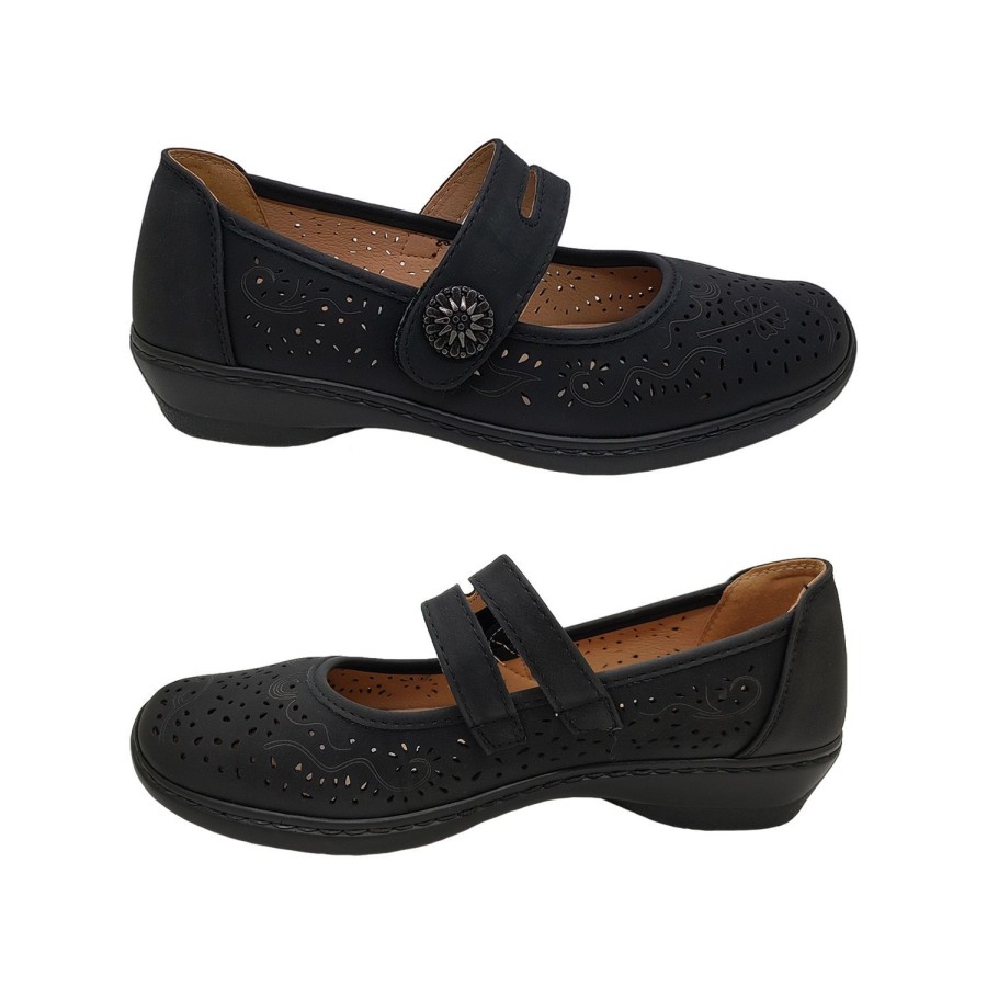 Women Aerocushion | Aerocushion Miker Ii Ladies Shoes Casual Mary Jane Adjust Strap Lightweight Comfy