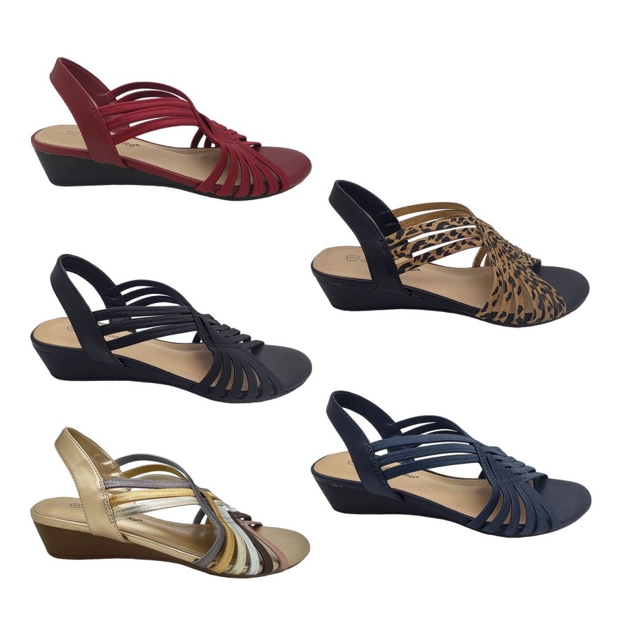 Women Bellissimo | Bellissimo Angela Ladies Sandals Slingback Crossover Elastic Straps Soft Insole