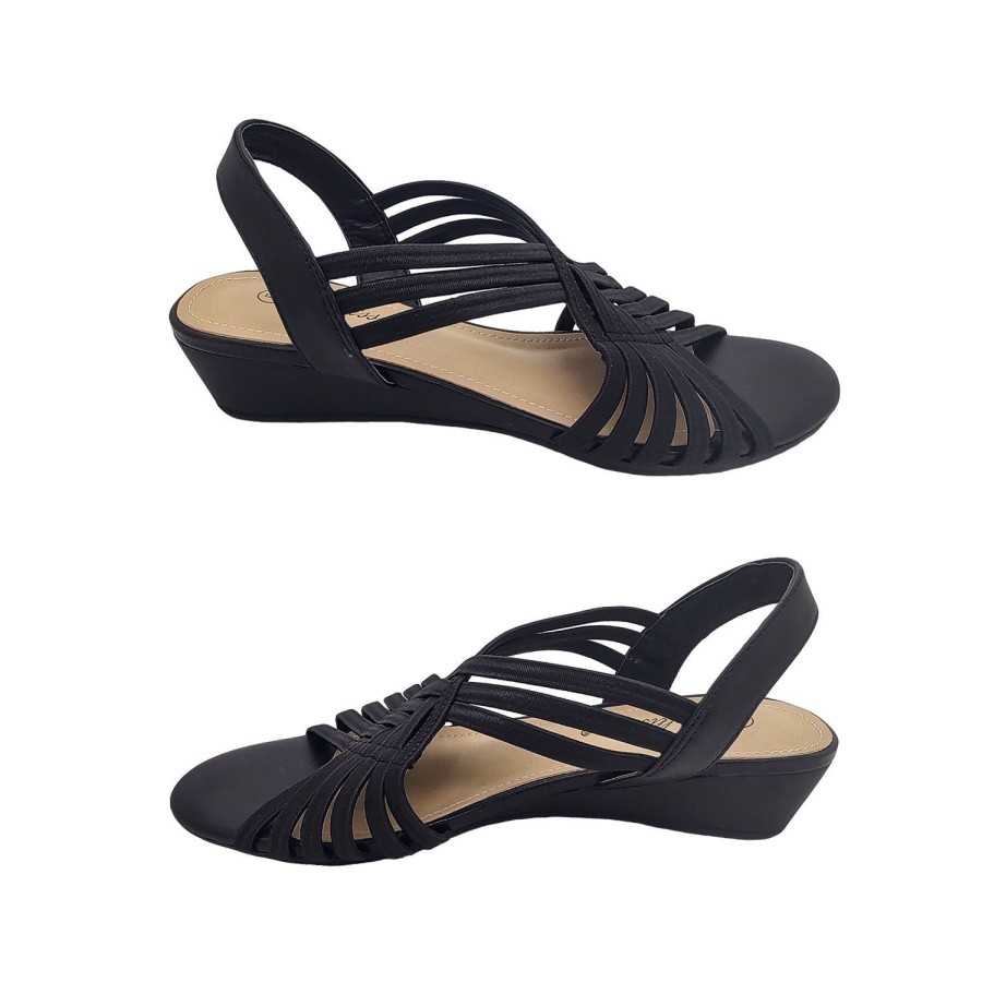 Women Bellissimo | Bellissimo Angela Ladies Sandals Slingback Crossover Elastic Straps Soft Insole