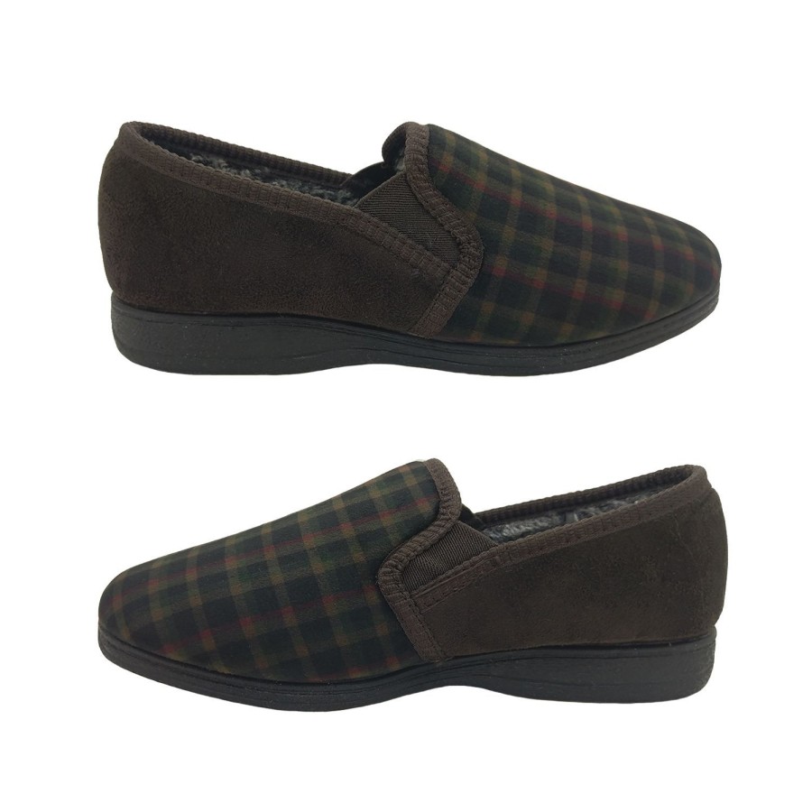 Men Grosby | Grosby Louis Mens Slippers Slip On Cosy Memory Foam Furry Lined