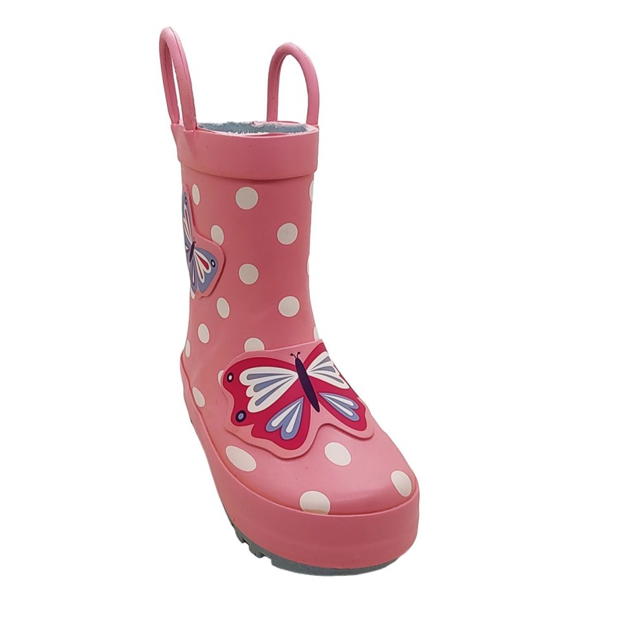 Kids Jellies Outdoor | Jellies Sweetie Little Girls Gumboots Cute Spot Design Solid Sole Pull-On Loops Pink