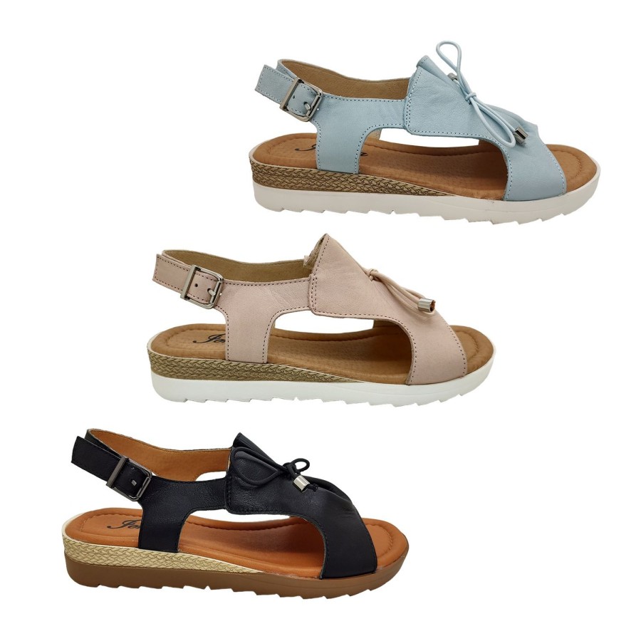 Women Jemma | Jemma Kyra Ladies Leather Sandal Slingback With Buckle Soft Upper Light