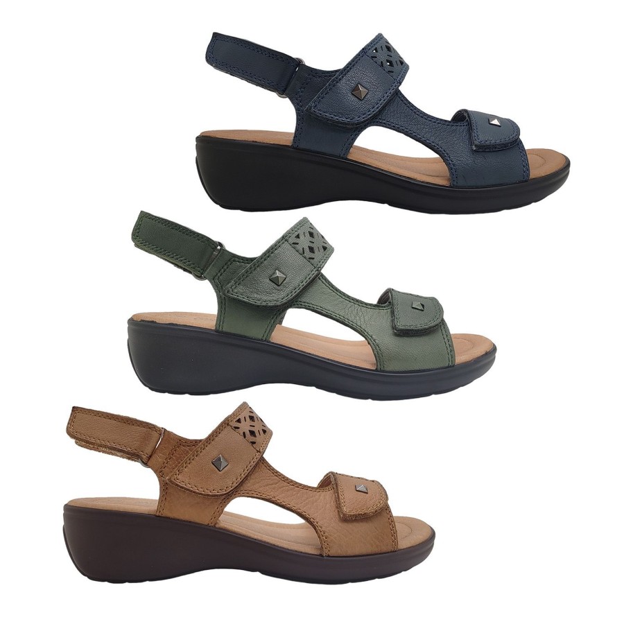 Women Natural Comfort | Natural Comfort Genesis Ladies Sandals Leather Adjustable Wedge Sole Light