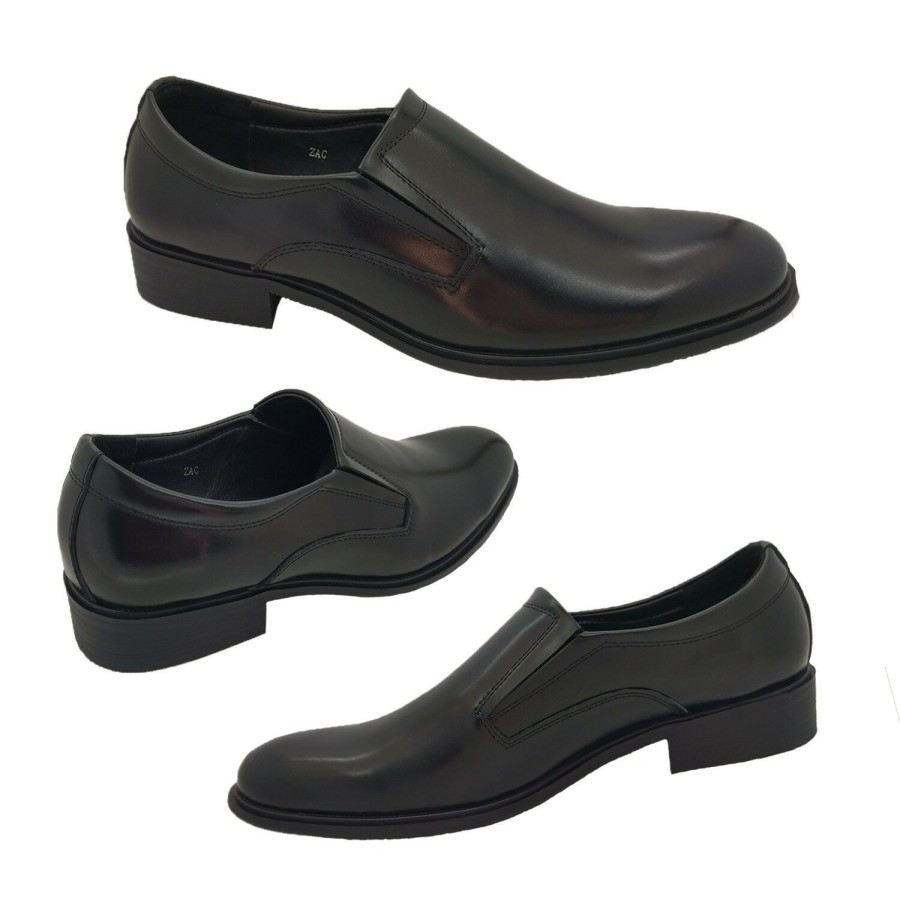 Men Borelli | Mens Shoes Borelli Zac Slip On Leather Dress Shoe Elastic Gusset Au 7-13 Black