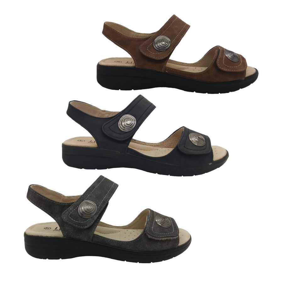 Women Lorella | Ladies Shoes Lorella Avery Slingback Comfort Sandals Adjustable Tabs