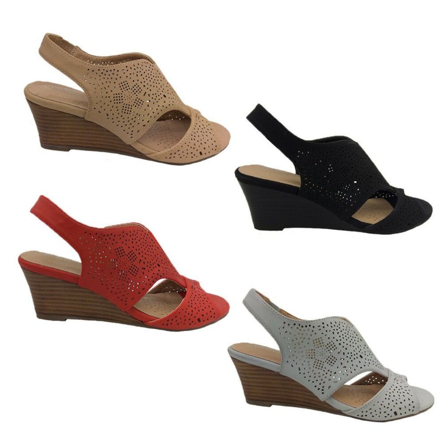 Women Step On Air | Ladies Shoes Step On Air Nikki Wedge Dressy Slingback 4 Colours Size 6-11 New