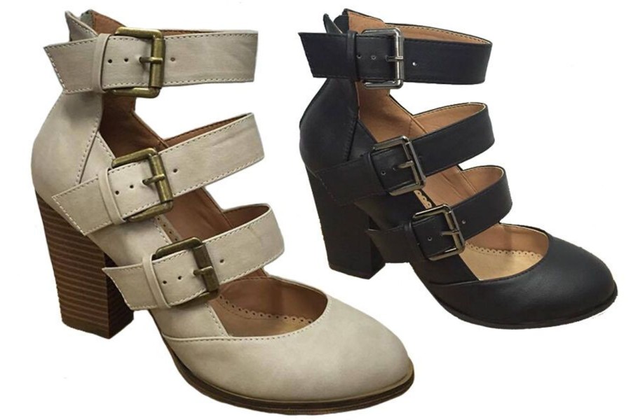 Women No Shoes | No! Shoes Ladder Ladies Shoes Heels Triple Buckle Zip Up Back Dressy