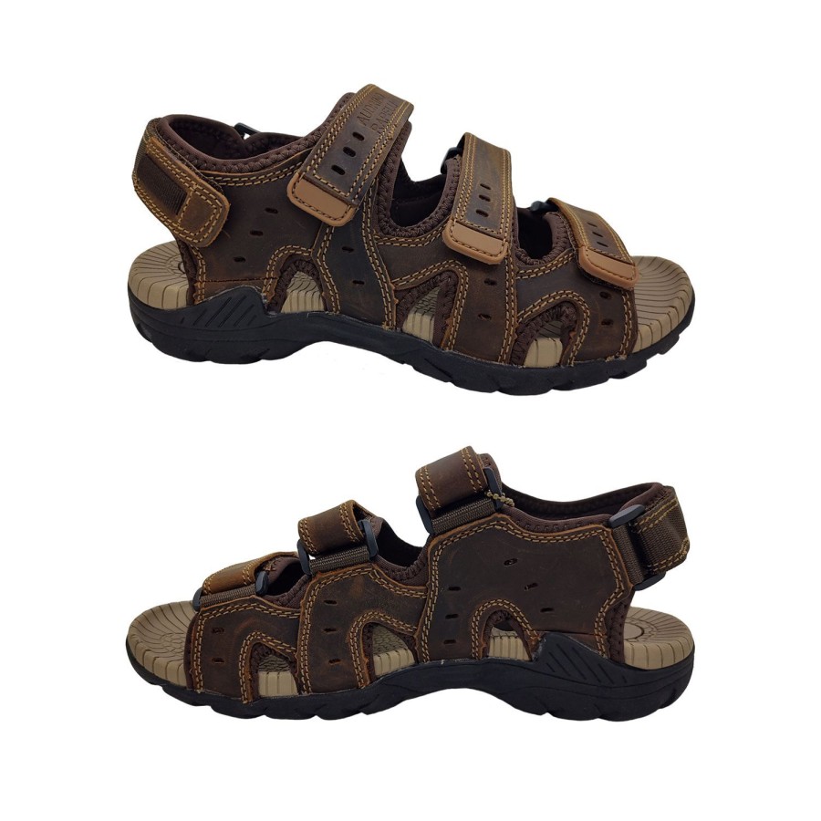 Men Audrino Rapelli | Audrino Rapelli Cairns Mens Sandals Leather Upper 4 Strap Adjust Sandal Light Brown