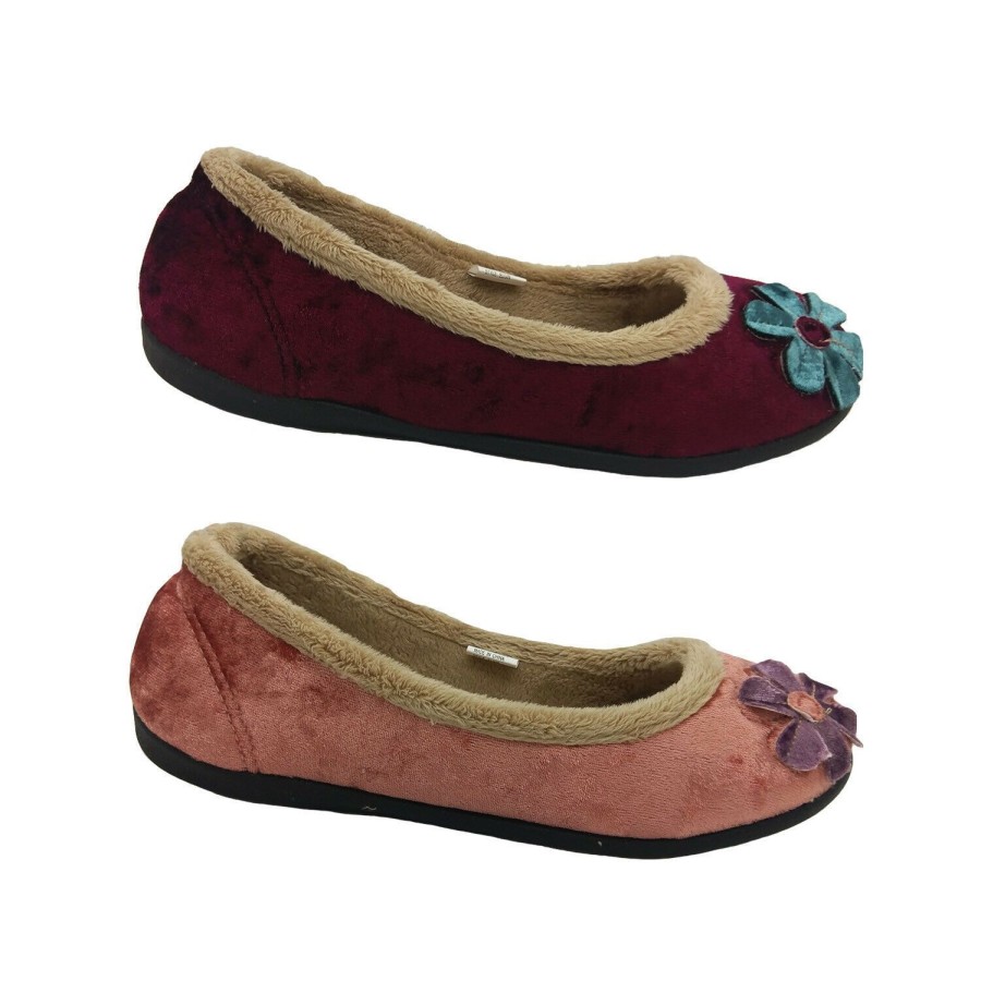 Women Panda | Ladies Slippers Panda Elgin Velvet Low Cut Slip On Wider Slipper Soft Size 5-10