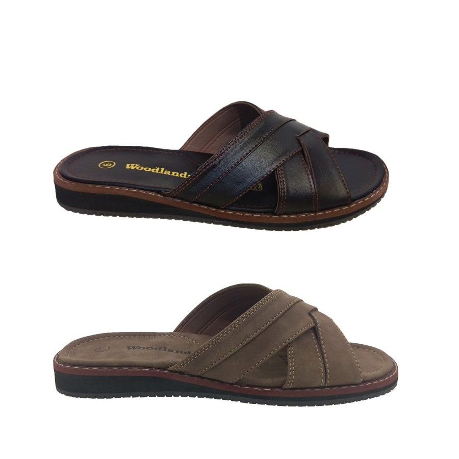 Men Woodlands | Mens Sandals Woodlands Garry Scuff Slipper Sandal Cross Straps Light Slip On