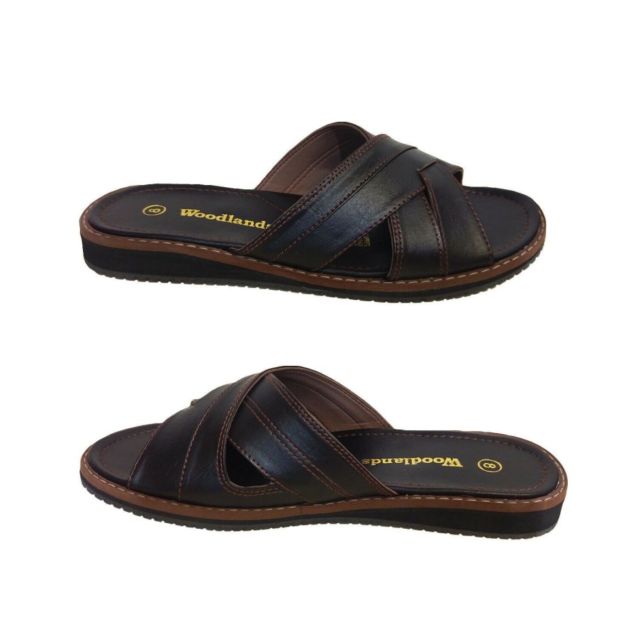 Men Woodlands | Mens Sandals Woodlands Garry Scuff Slipper Sandal Cross Straps Light Slip On