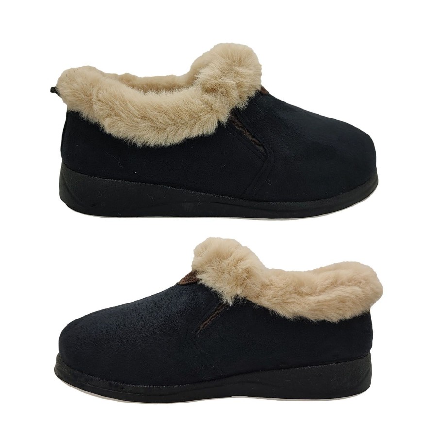 Women Panda | Panda Elivia Ladies Slippers High Cut Double Elastic Furry Trim Slip On Fabricouter