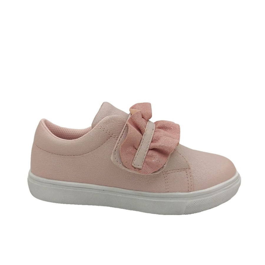 Kids Gro Shu Casual | Girls Shoes Gro Shu Ginny Frill Casual Hook And Loop Tab Sneaker Size 8-2 Pink