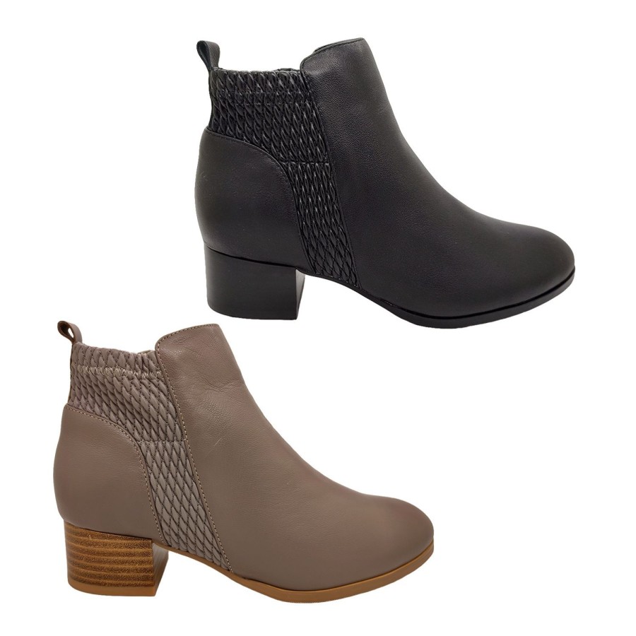 Women Jemma | Jemma Brighton Ladies Boots Leather Ankle Boot Stretch Panel Lined Mid Heel