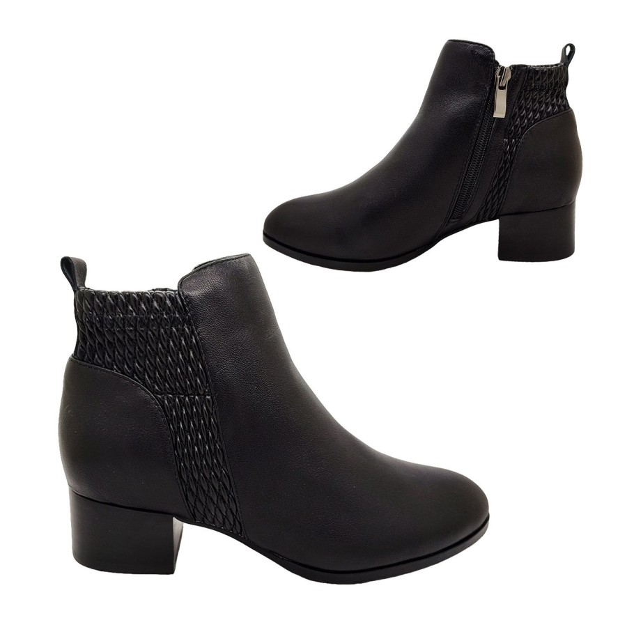 Women Jemma | Jemma Brighton Ladies Boots Leather Ankle Boot Stretch Panel Lined Mid Heel