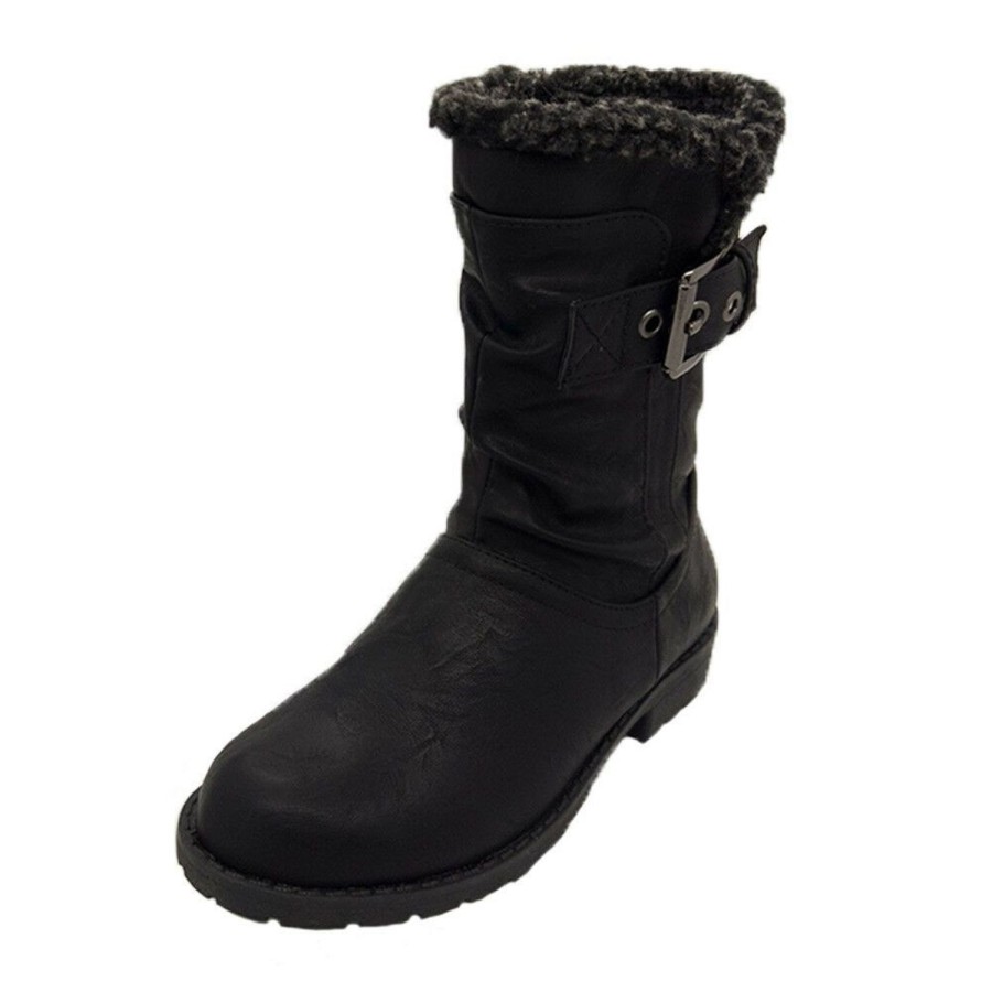 Kids Bellissimo Boots | Girls Boots Bellissimo Frankie Boot Mid-Calf Zip Fur Trim Size Uk 12-4 New Black