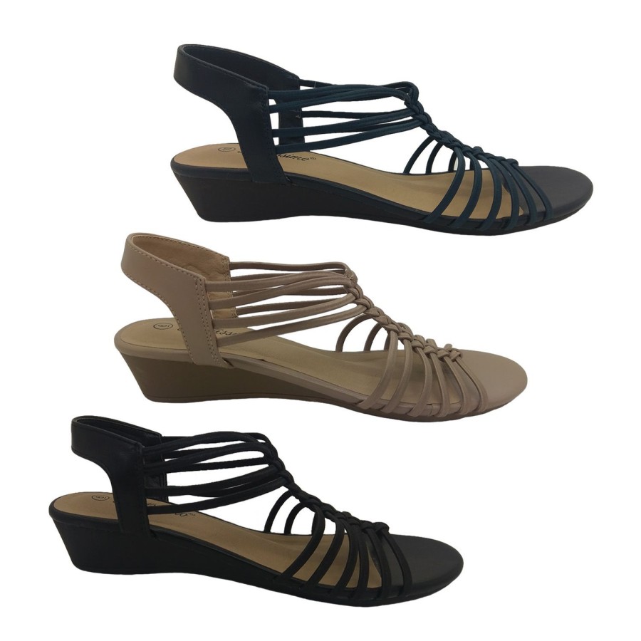 Women Bellissimo | Bellissimo Elastik Ladies Sandals Slingback Summer Elastic Straps Wedge Sole