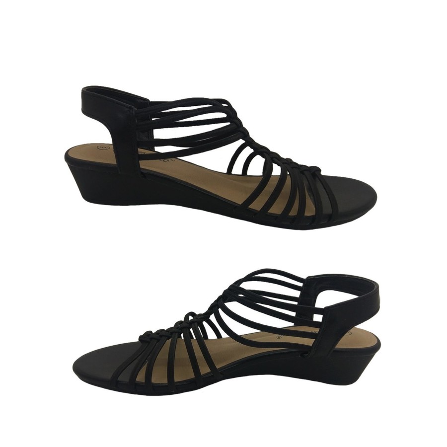 Women Bellissimo | Bellissimo Elastik Ladies Sandals Slingback Summer Elastic Straps Wedge Sole