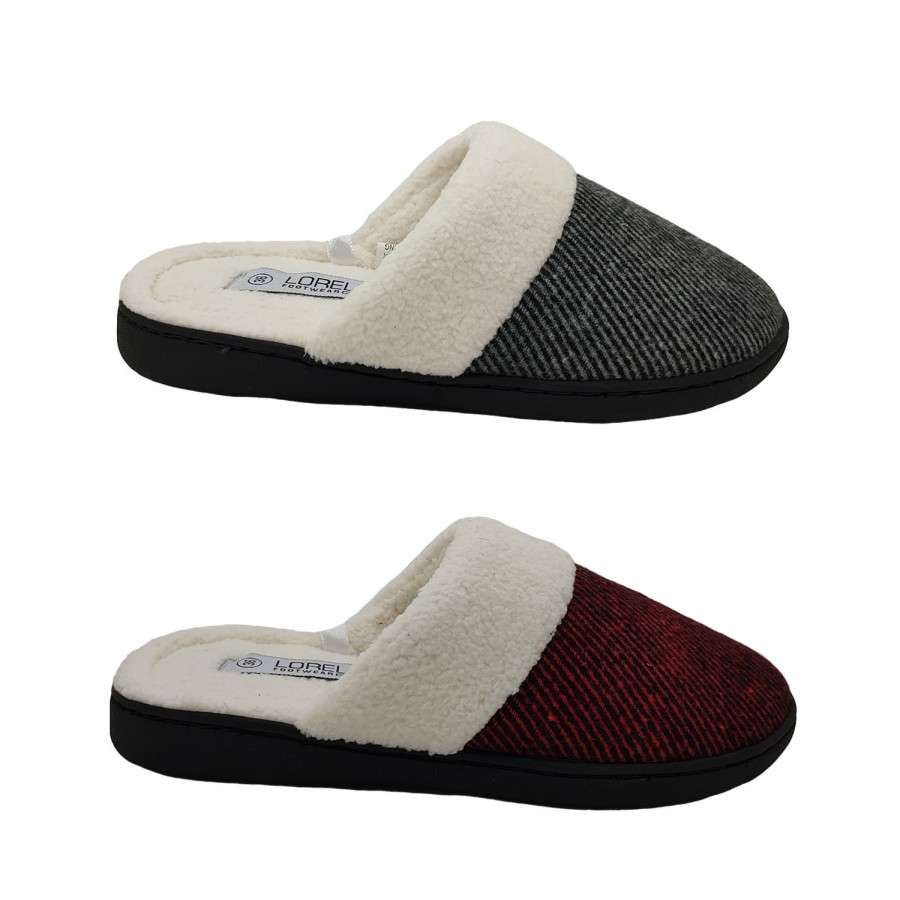 Women Lorella | Lorella Nina Ladies Slippers Slip On Scuffs Fabric Top Fleece Lined Cushioned