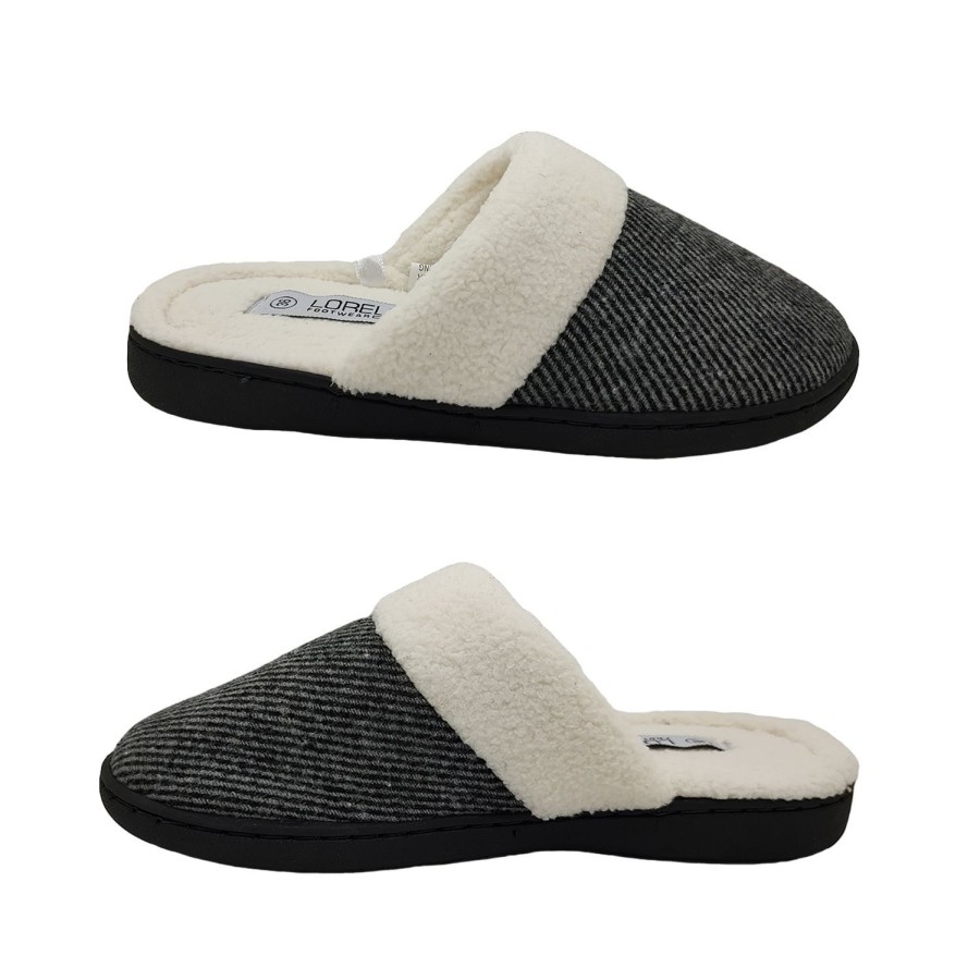 Women Lorella | Lorella Nina Ladies Slippers Slip On Scuffs Fabric Top Fleece Lined Cushioned