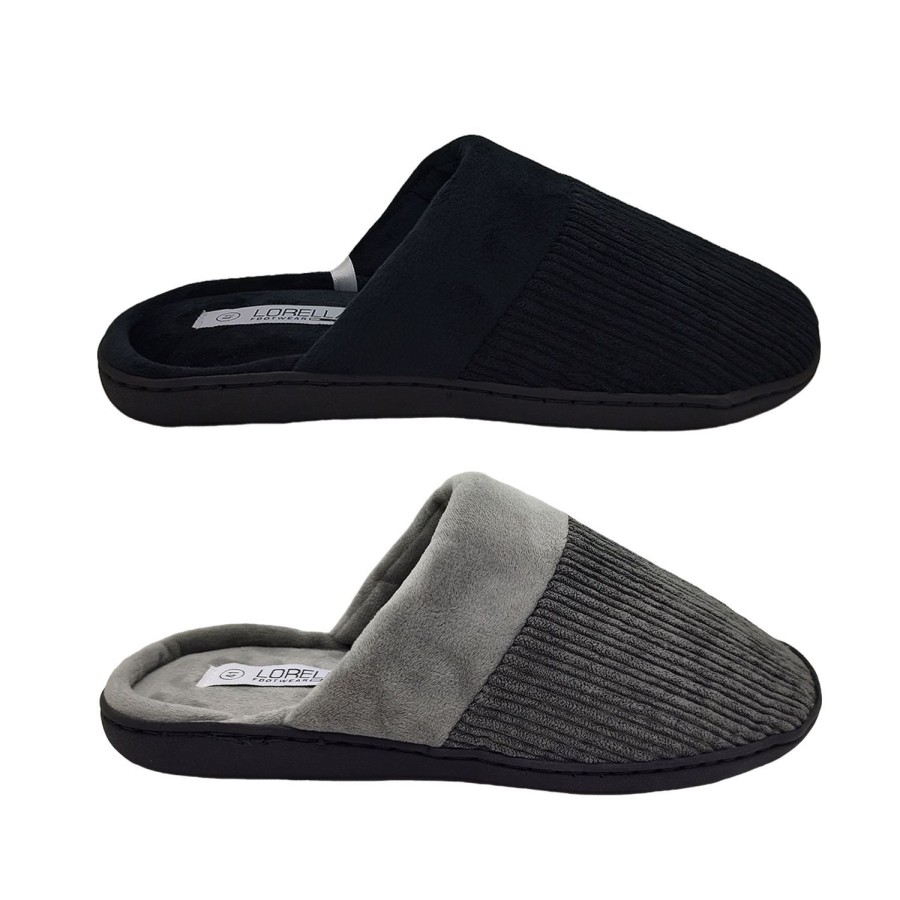 Men Lorella | Lorella Ned Mens Slippers Scuffs Soft Upper Slip On Padded Insole Cosy Lined