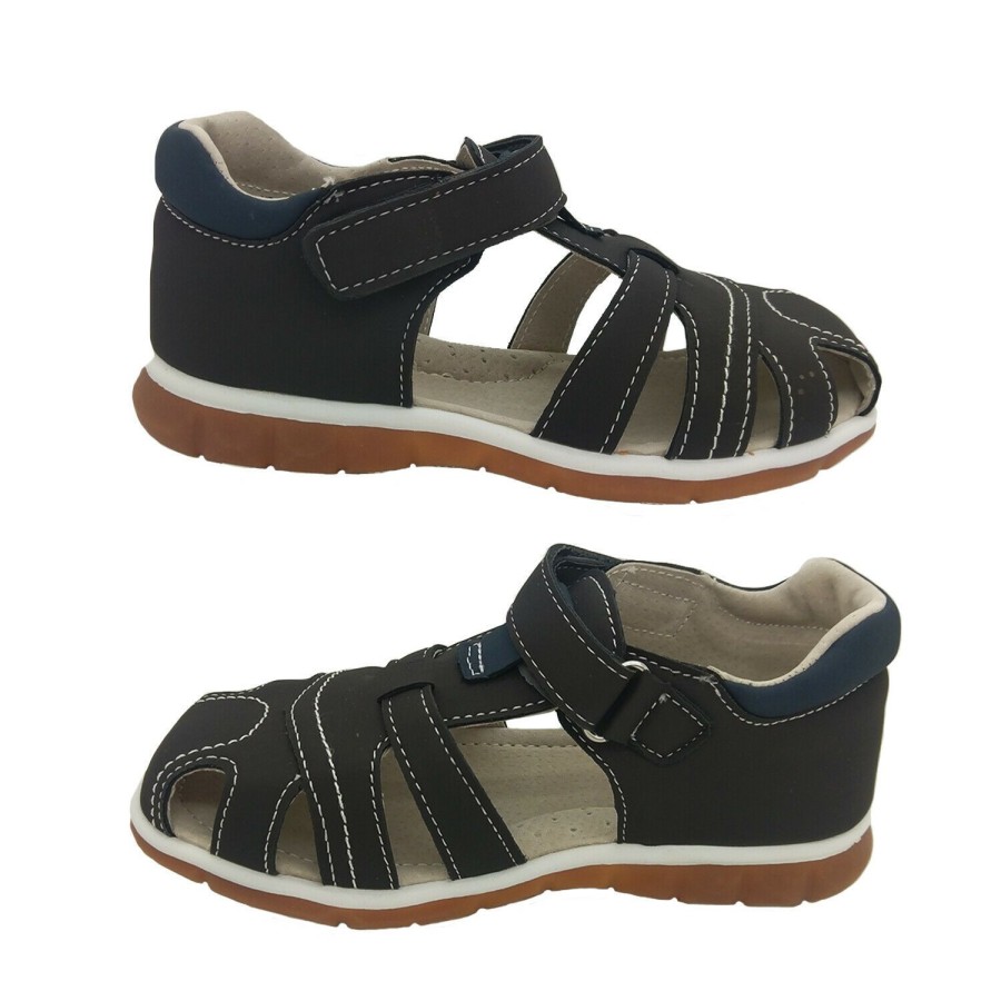 Kids Grosby Sandals | Boys Shoes Grosby Lance Sandals Hook And Loop Covered Toe Boys Youth Size 10-3