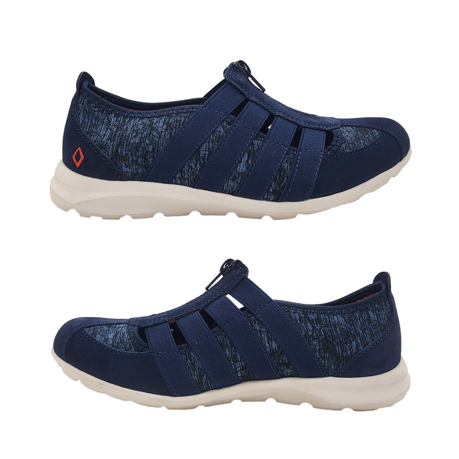 Women CC Resorts | Cc Resorts Christine Ladies Shoes Zip Front Casual Lightweight Elastic Navy Lycra