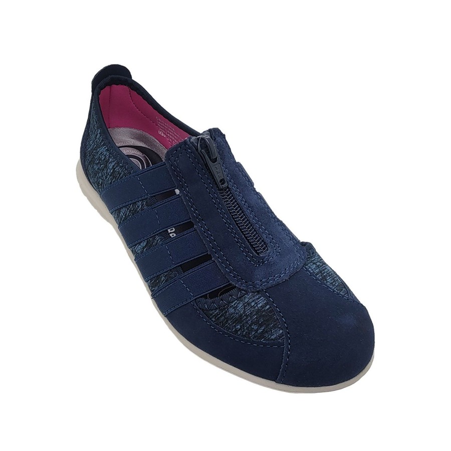 Women CC Resorts | Cc Resorts Christine Ladies Shoes Zip Front Casual Lightweight Elastic Navy Lycra