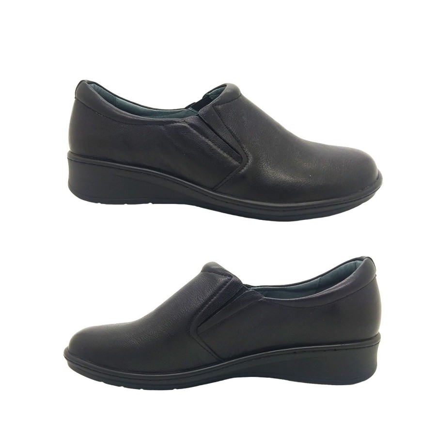 Women Borelli | Borelli Willow Ladies Leather Casual Shoe Orthotic Friendly Comfort Elastic Side