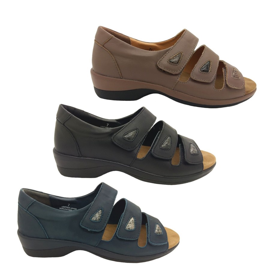 Women Jemma | Jemma Adora Leather Upper 3 Adjustable Strap Orthotic Sandal 6-11