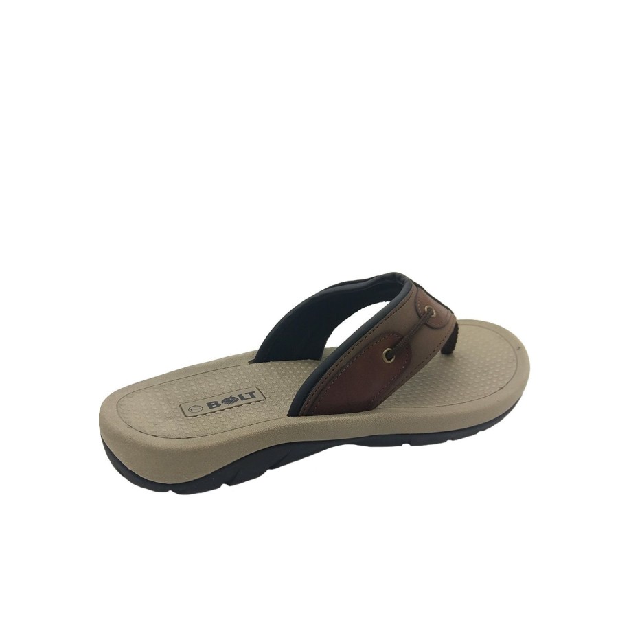 Men Bolt | Bolt Kian Mens Thongs Slip On Light Soft Flexible Flip Flops Size 7 - 12 Brown