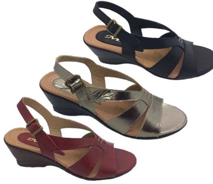 Women MG | Ladies Shoes Leather Mg Fern Sandals Or Wedge Shoe Size 5-10