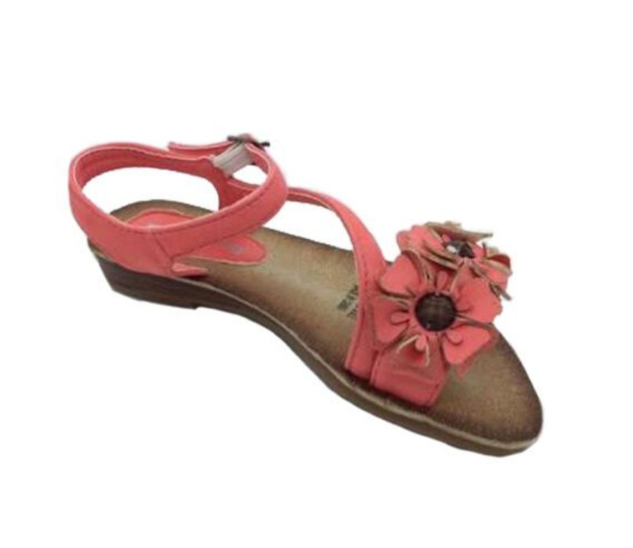 Kids Pro Active Sandals | Girls Sandals Proactive Rita Coral Pink Buckle Up Sandal Flower Size 6-12 Pink Multi